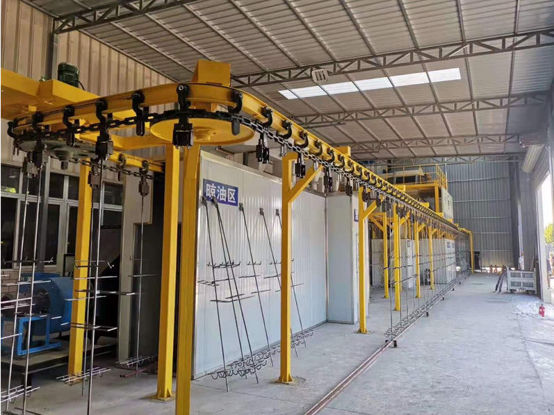 懸鏈通過(guò)式拋丸清理機(jī)，拋丸涂油線(xiàn)
